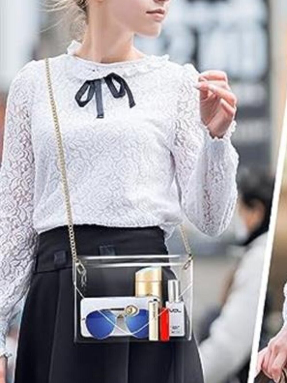 Clear Stadium Approved Purse for Women with Chain Strap Crossbody Bag